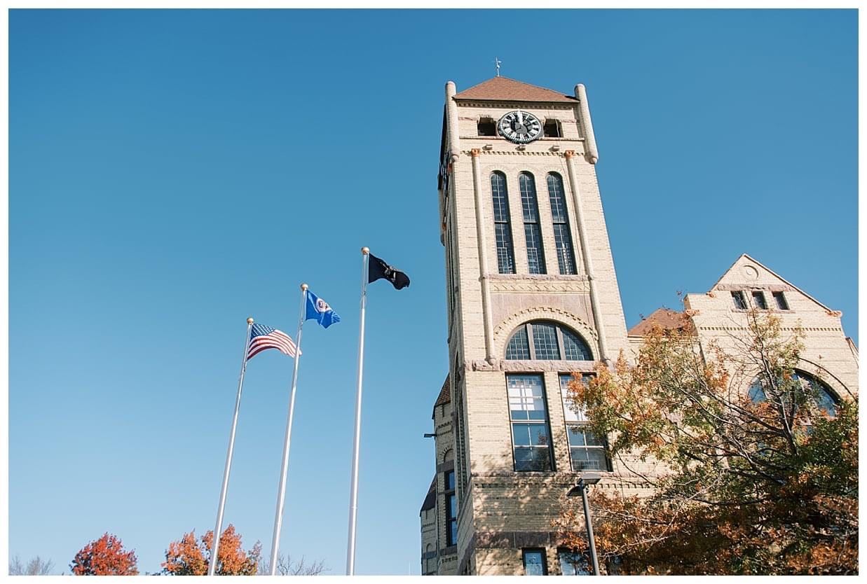 View of flags flying from the ground