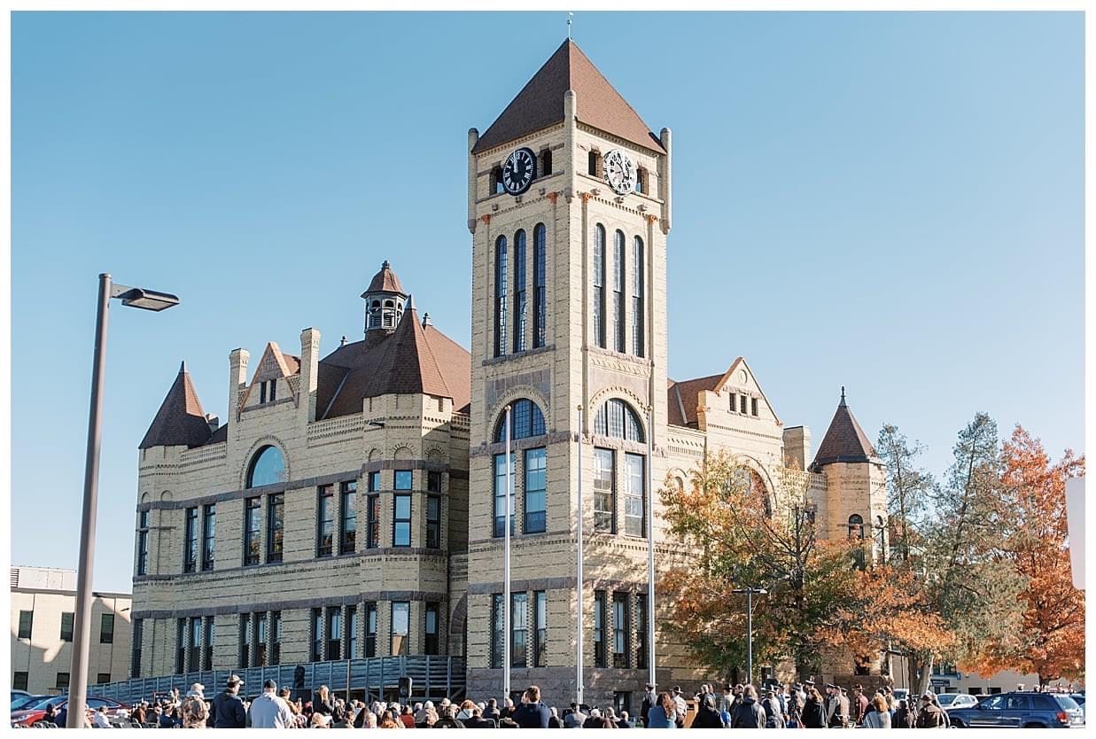 Wide angle of Historic Courthouse and attendees