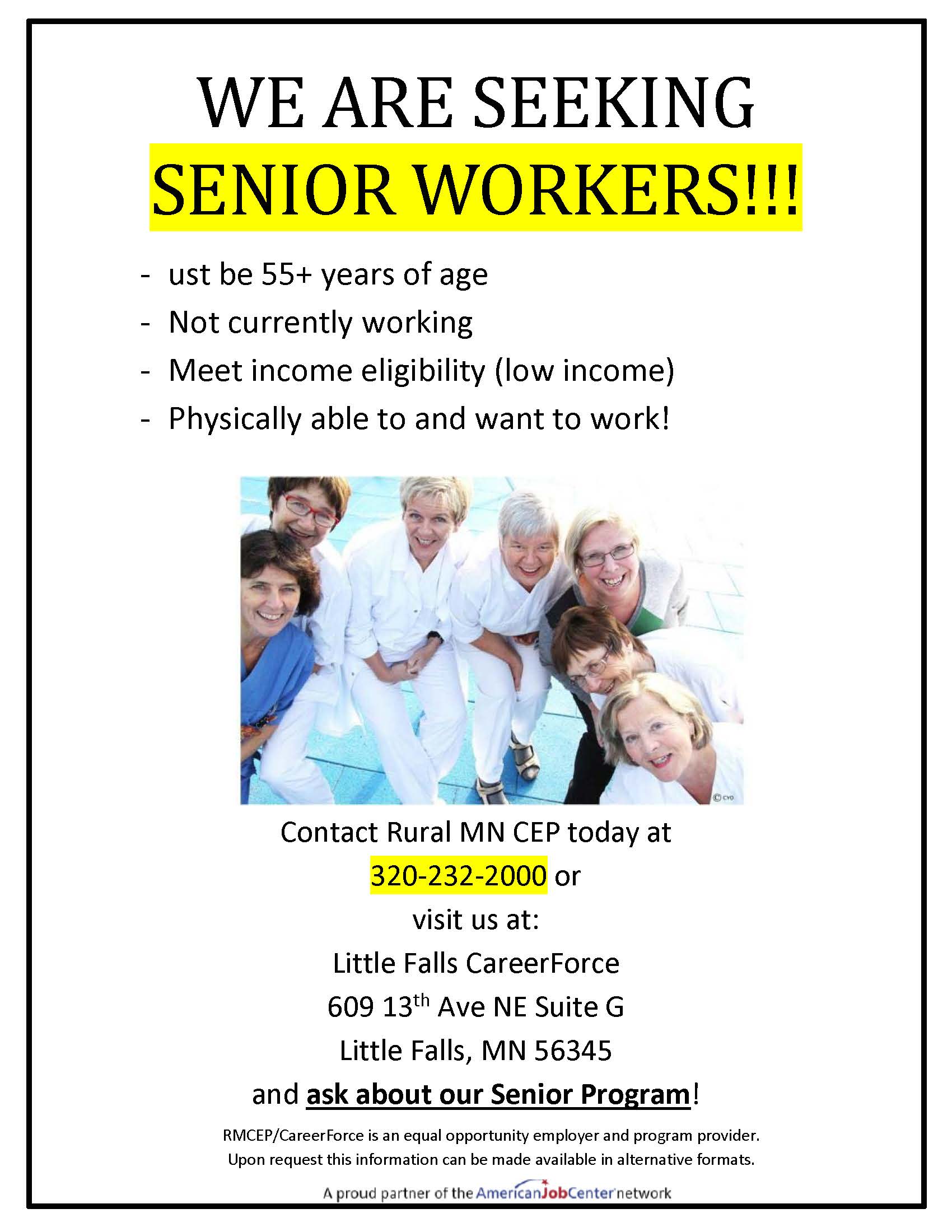Seeking Senior Workers Flyer